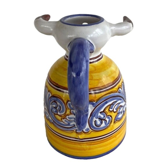 Spanish Bull Milk Pitcher Creamer Picasso Style Art Pottery Signed Espana Unique - Picture 3 of 11